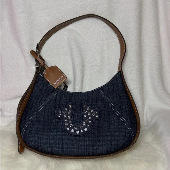 True Religion Blue and Brown Shoulder Bag - Picture 2 of 9